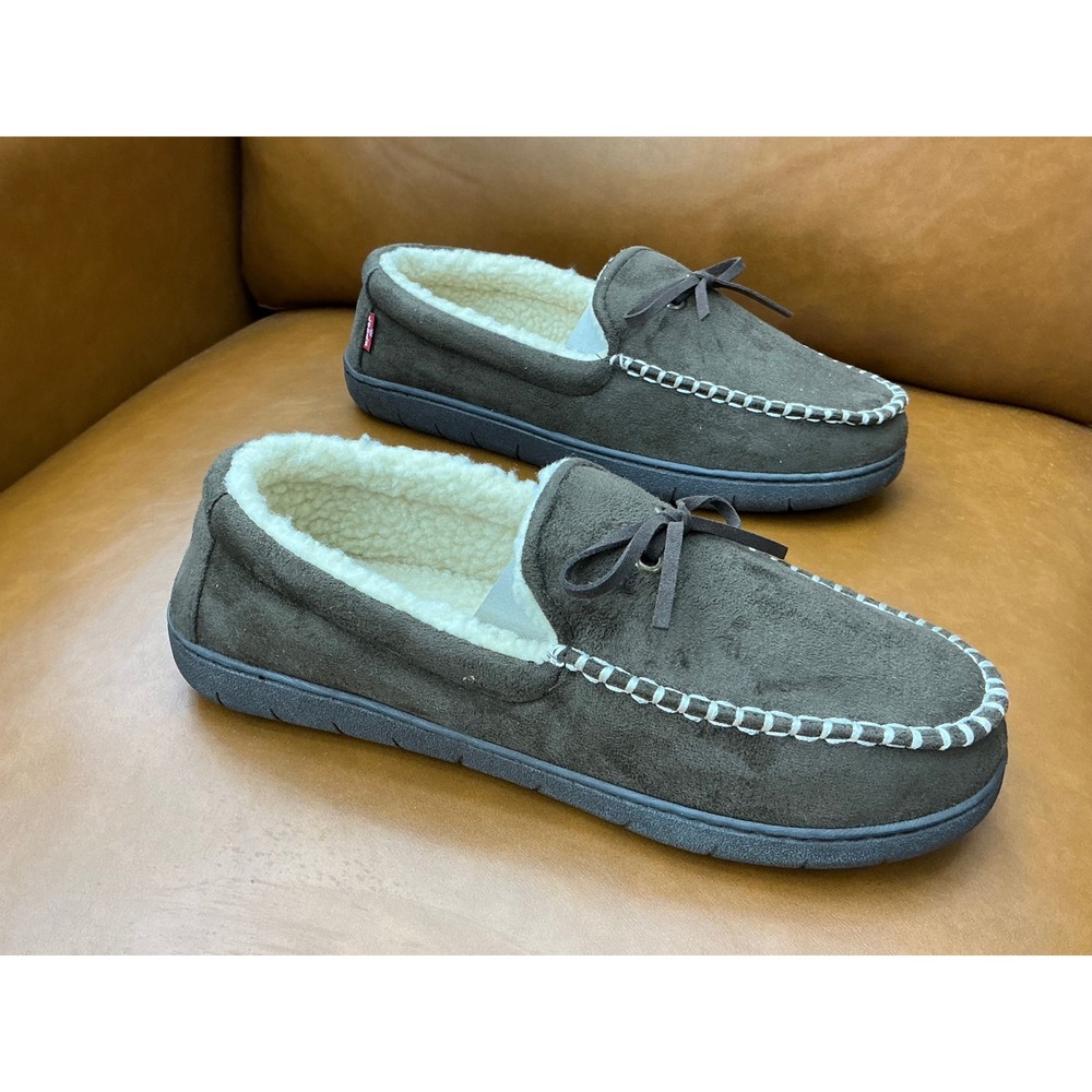 Levi's Moccasin Slippers Mens Size 8-9 Brown Faux Shearling 530-50009